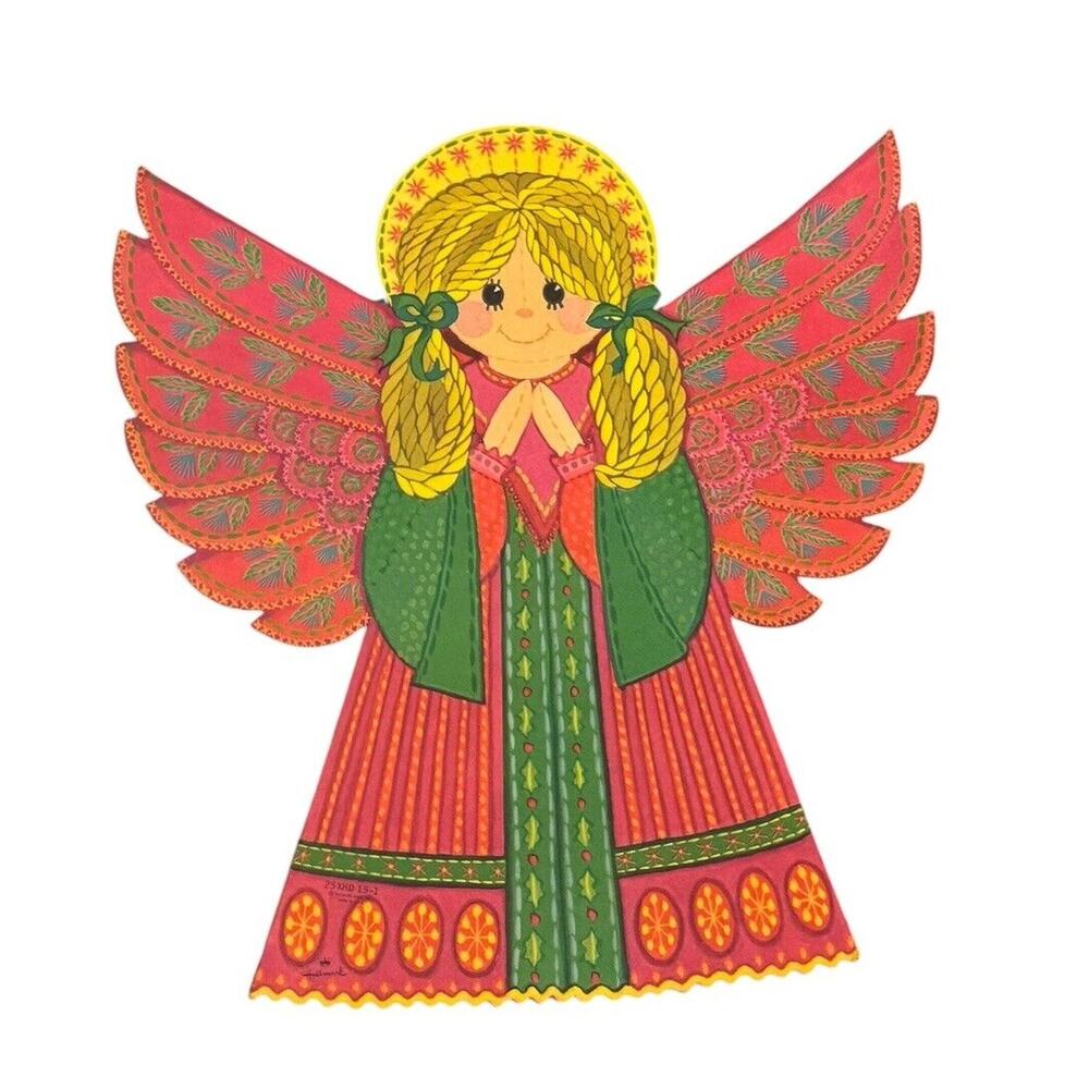 Christmas‎ Holiday Angel Hallmark Diecut Paperboard VTG Mid Century Single Sided
